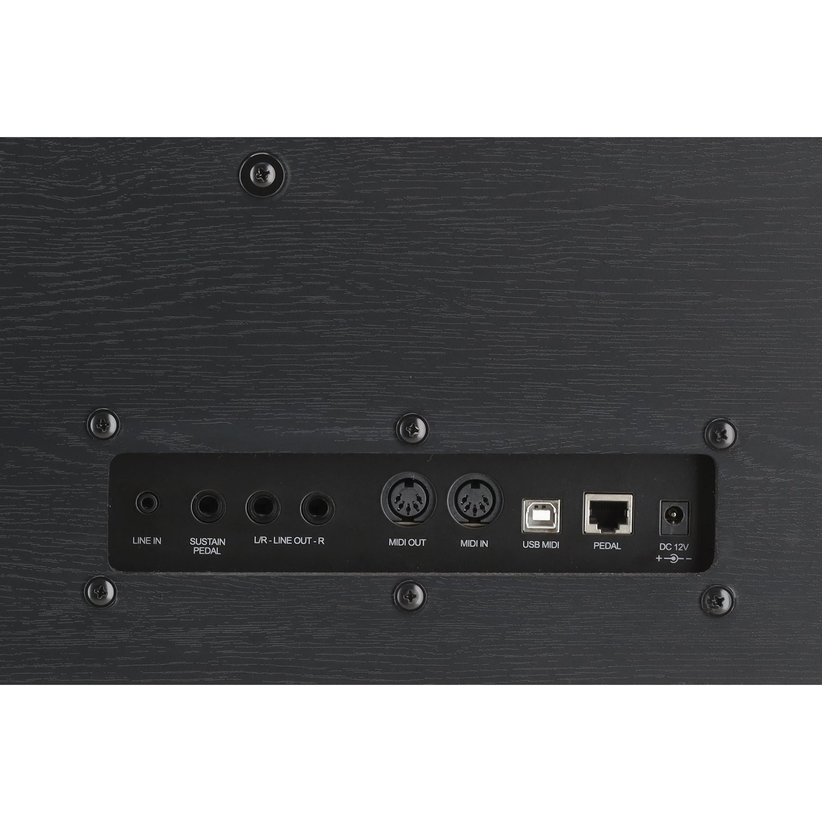 GEWA DP 520 jungtys: MIDI, USB, Line Out, pedalų lizdas